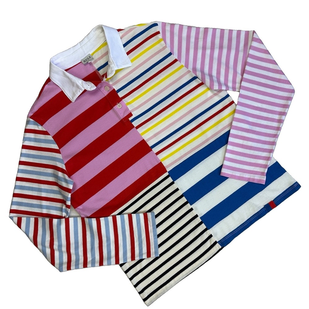 Kule The Patch Cotton Rugby Shirt Long Sleeve Multicolor Women Small Colorful